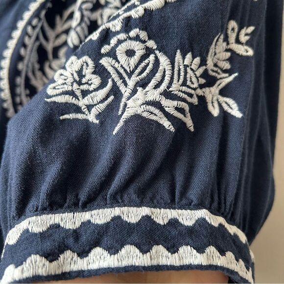 TRIBAL Notch Neck Embroidered Dress in navy blue - Picture 3 of 14